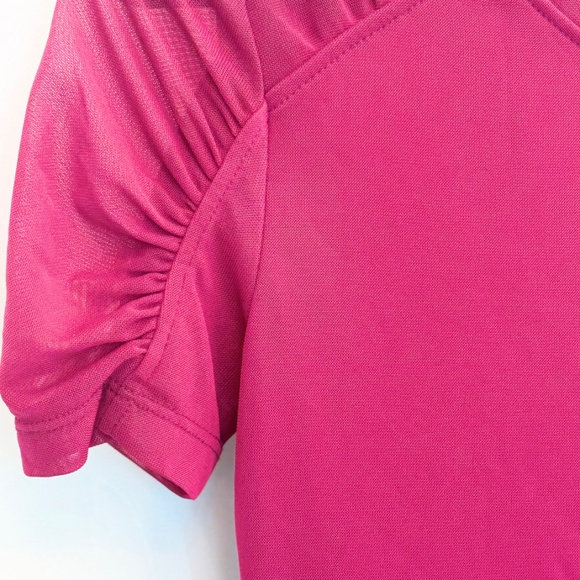DKNY Magenta Mesh-Sleeve Short Sleeve Top – Size XXS - Picture 3 of 6